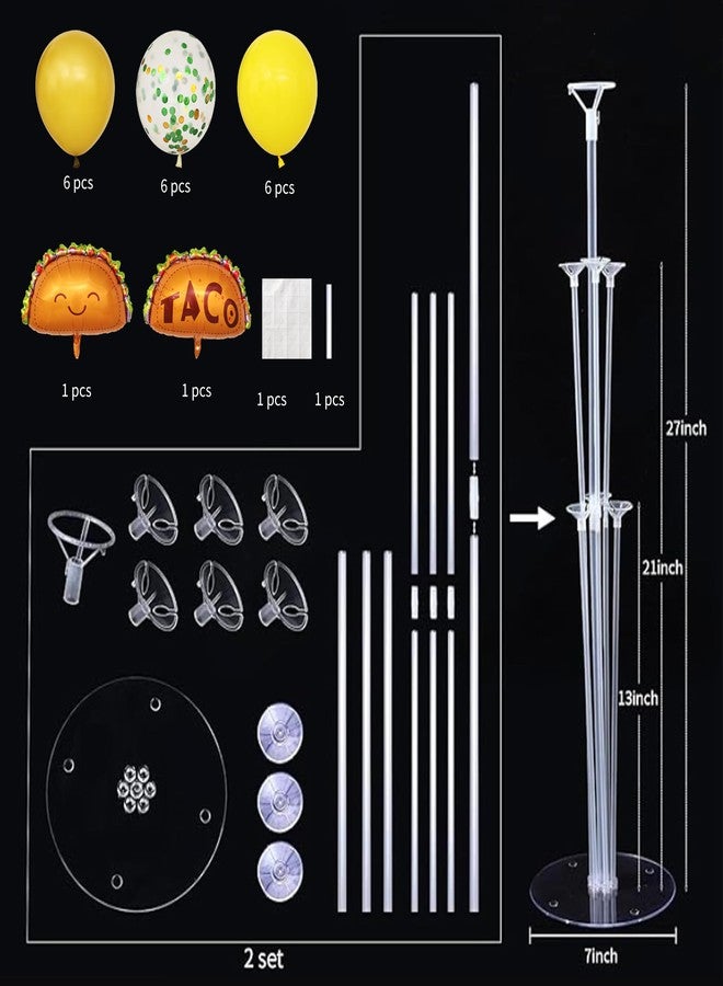 KIRIN Mexico Taco Table Centerpiece Balloon Stand Kit 2 Sets, Taco Foil and Gold Yellow Latex Balloons for Mexican Fiesta Theme Party Baby Shower Decoration - Image 2