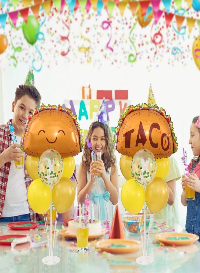 KIRIN Mexico Taco Table Centerpiece Balloon Stand Kit 2 Sets, Taco Foil and Gold Yellow Latex Balloons for Mexican Fiesta Theme Party Baby Shower Decoration - Image 5