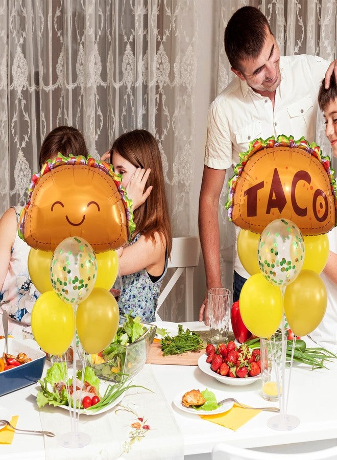 KIRIN Mexico Taco Table Centerpiece Balloon Stand Kit 2 Sets, Taco Foil and Gold Yellow Latex Balloons for Mexican Fiesta Theme Party Baby Shower Decoration - Image 4
