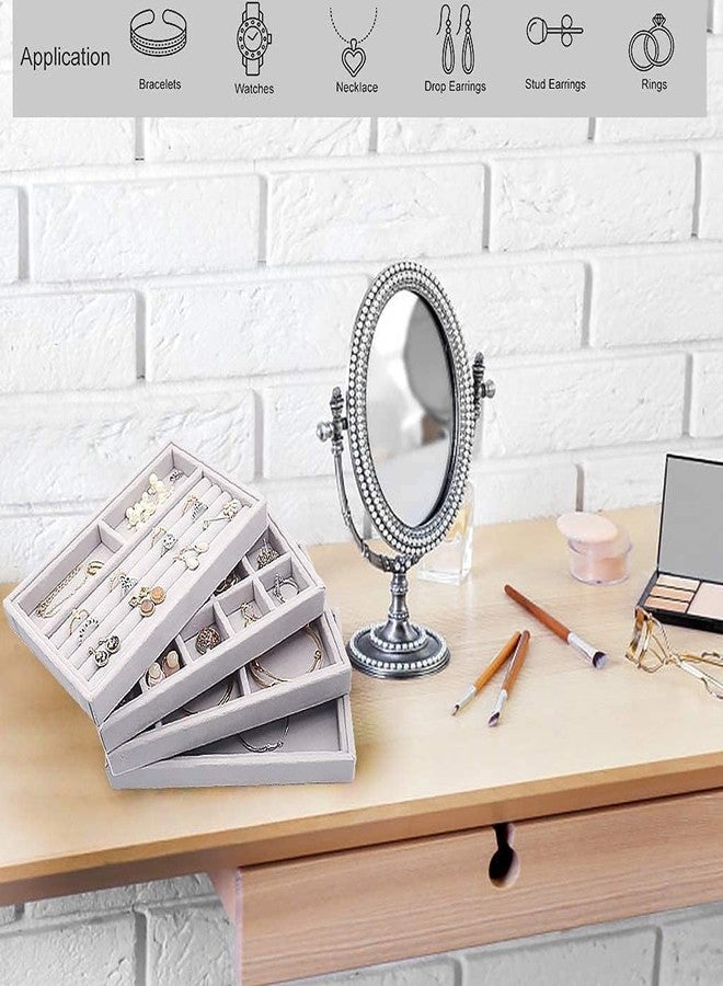 V TRIVYOM Jewelry Organizer Tray || Stackable Jewelry Display Case Drawer Inserts Tray || Jewelry Storage, Display Trays Showcase For Dresser Insert || Earring Bracelet Necklace Ring Holder, Grey - Image 5