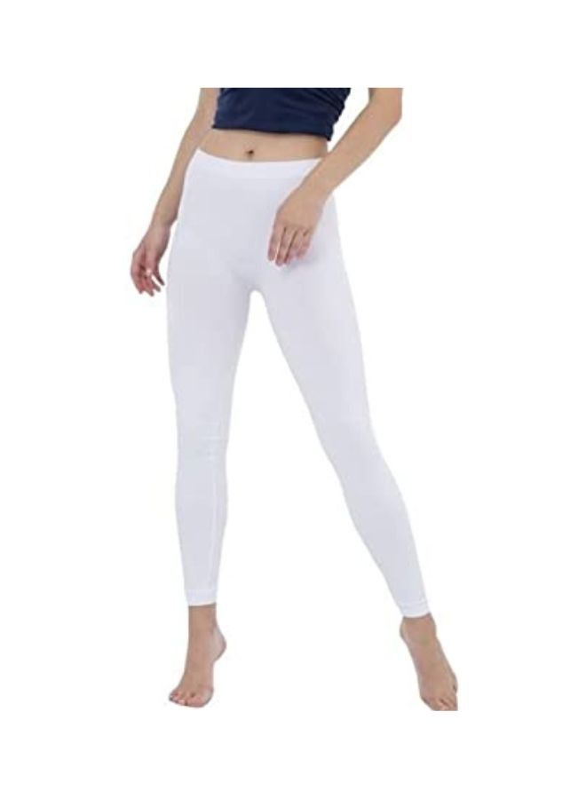 Carina Plain long leggings for women with high waist high-quality materials well-ventilated and soft to the touch white colour - Image 3