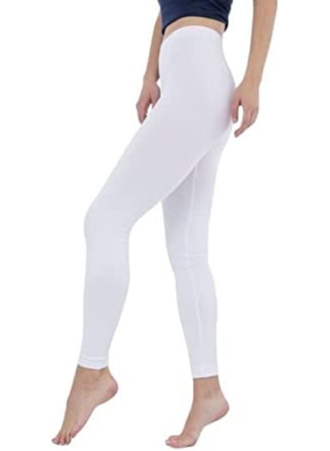 Carina Plain long leggings for women with high waist high-quality materials well-ventilated and soft to the touch white colour - Image 4