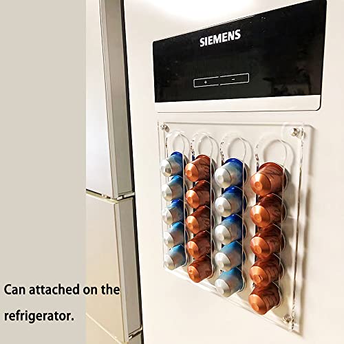 DuvinDD Coffee Pod Holder for Nespresso Original Line Capsule Holder Acrylic Magnetic Coffee Pods Organizer, Freestanding or Magnetic to the Fridge, Hold 40 Capsule Pods Capacity Storage Rack - Image 3