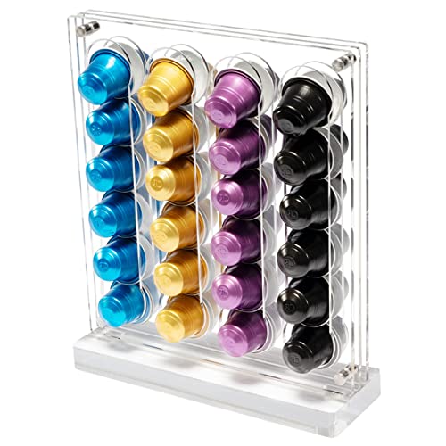 DuvinDD Coffee Pod Holder for Nespresso Original Line Capsule Holder Acrylic Magnetic Coffee Pods Organizer, Freestanding or Magnetic to the Fridge, Hold 40 Capsule Pods Capacity Storage Rack - Image 1