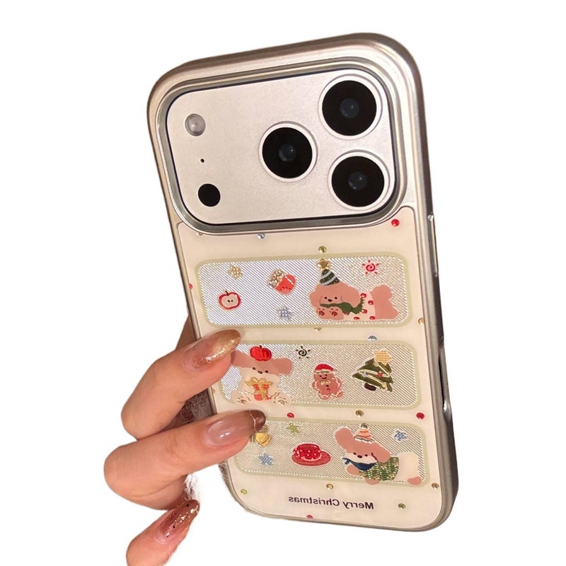 غطاء واقي، مقاوم باللون الفضي للصدمات لـ iPhone 16 / 16 Plus / 16 Pro / 16 Pro Max، Silver PC، نقشة كلب لطيف أثناء التنقل للطاولة للتنقل اليومي - Image 3