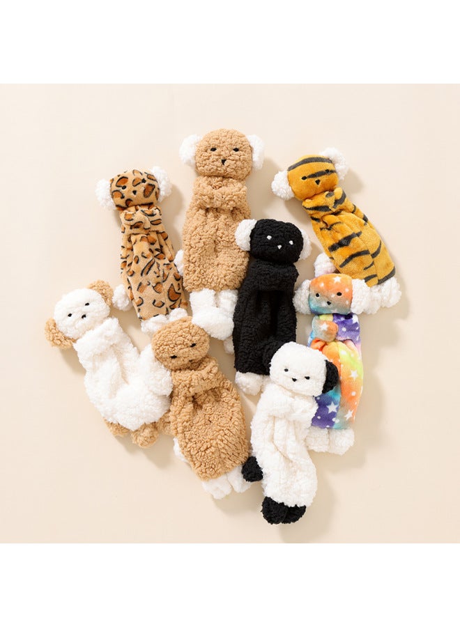 Soothing Doll Baby Anting Towel Baby Lamb Fleece Sleeping Soft Hand Doll Sleeping Finger Doll Newborn Toy-Color:White + Khaki (body White) (sheep Wool Puppy)