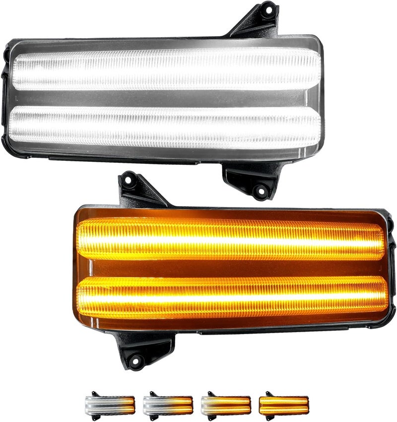 ROCCS Sequential Amber Turn Signal Switchback LED Side Tow Mirror Marker Light White DRL Parking Light fit for 2020 2021 2022 2023 2024 Chevy Silverado/GMC Sierra 2500 3500,Clear Lens - Image 1