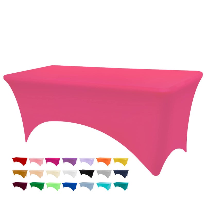 BDDC Table Covers for 6 Foot Tables, Fuchsia Washable and Wrinkle Resistant Stretch Tablecloths Rectangle 6ft for Events, Wedding, Banquets, Parties - Image 1