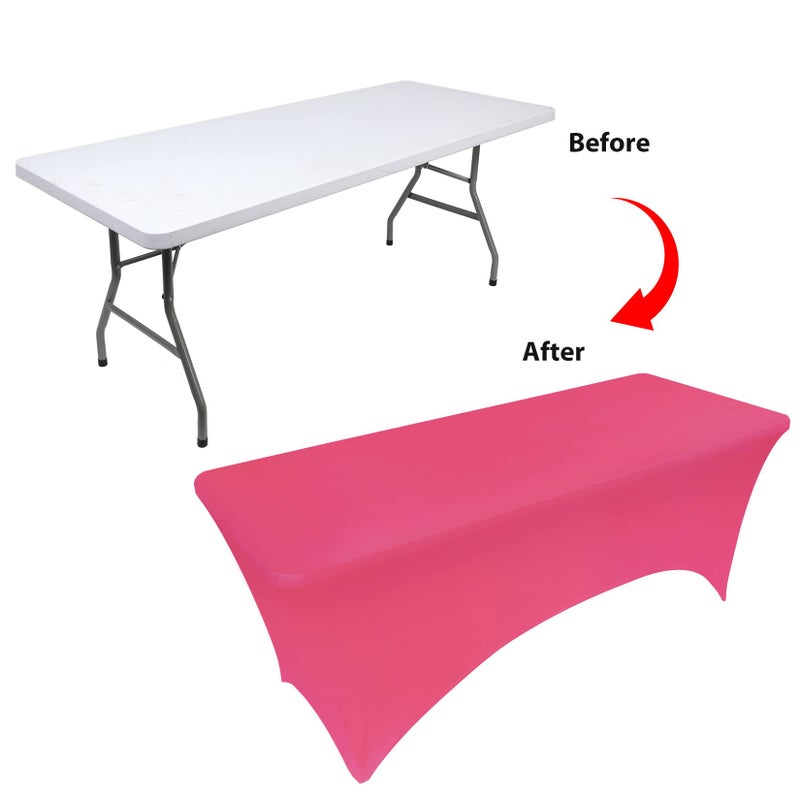 BDDC Table Covers for 6 Foot Tables, Fuchsia Washable and Wrinkle Resistant Stretch Tablecloths Rectangle 6ft for Events, Wedding, Banquets, Parties - Image 3