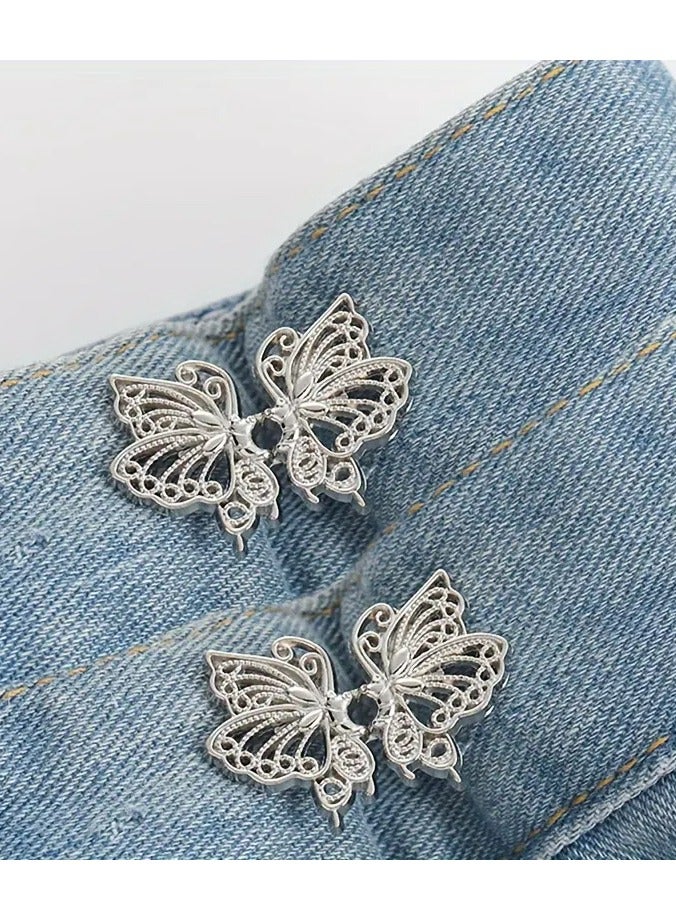 Goolsky A Half Set Of Pants Tightener, Butterfly Jeans Button Loose Jeans, Adjustable And Detachable Pants Clip For The Waist, Seamless Button To Make Jeans Smaller  - Image 5