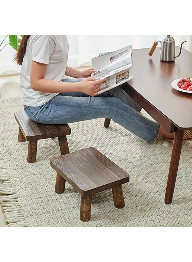 Light Color Solid Wood Step Stool Heavy Duty Vintage Non-Slip Vertical Slat Outdoor Home Entryway - Image 3