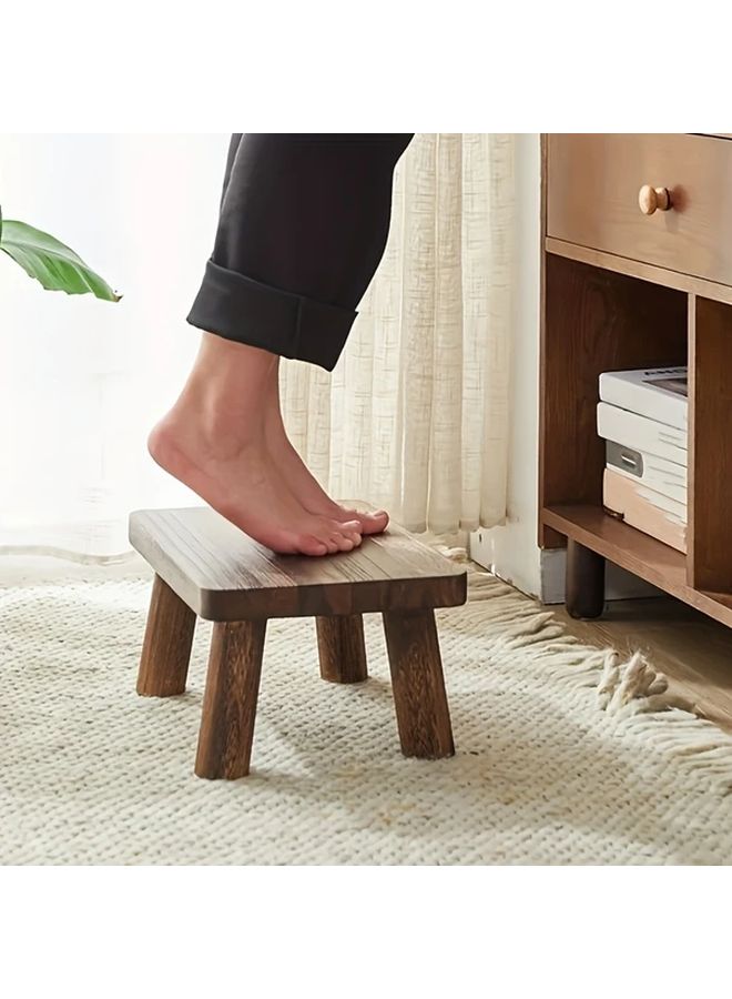 Light Color Solid Wood Step Stool Heavy Duty Vintage Non-Slip Vertical Slat Outdoor Home Entryway - Image 5