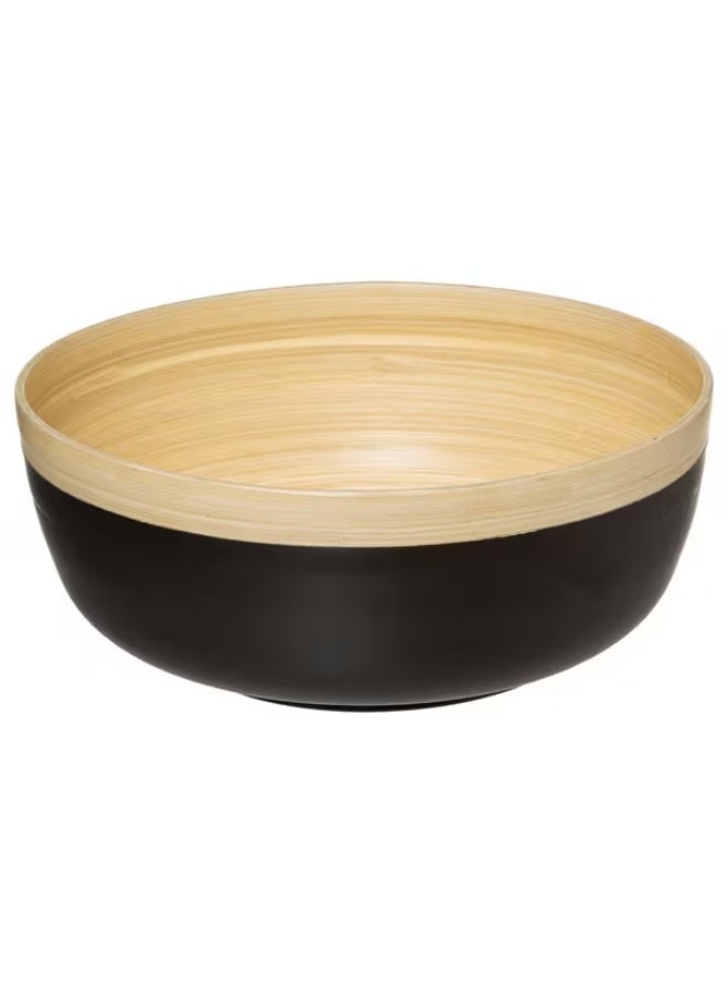Modern Design Bamboo Salad Bowl Black and Beige 30cm 179728B