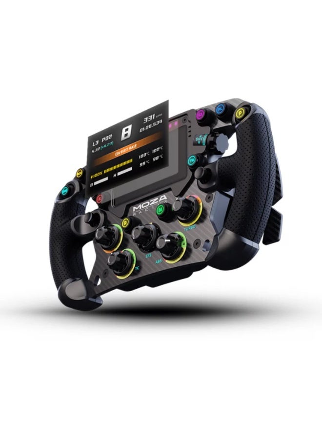 موزة عجلة قيادة موزا FSR2 فورمولا - شاشة لوحة قيادة رقمية مقاس 4.3 بوصة، وغطاء أمامي من ألياف الكربون، وأزرار RGB، ومبدلات سرعة مغناطيسية، وقابض مزدوج، وفك سريع، متوافقة مع قواعد عجلات موزا R9/R12/R16/R21 | عجلة قيادة سباقات سيم بريميوم - Image 3