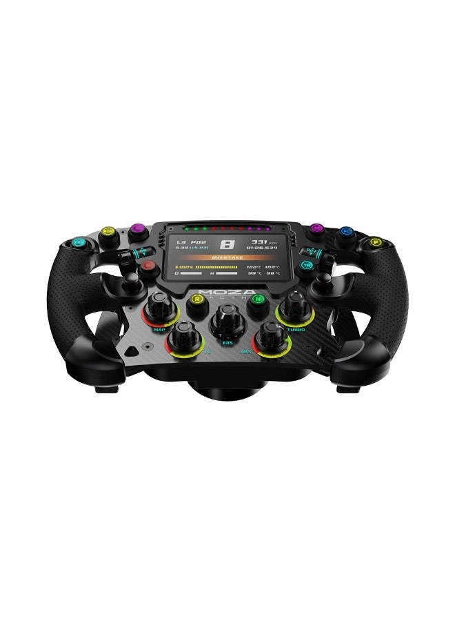 موزة عجلة قيادة موزا FSR2 فورمولا - شاشة لوحة قيادة رقمية مقاس 4.3 بوصة، وغطاء أمامي من ألياف الكربون، وأزرار RGB، ومبدلات سرعة مغناطيسية، وقابض مزدوج، وفك سريع، متوافقة مع قواعد عجلات موزا R9/R12/R16/R21 | عجلة قيادة سباقات سيم بريميوم - Image 2