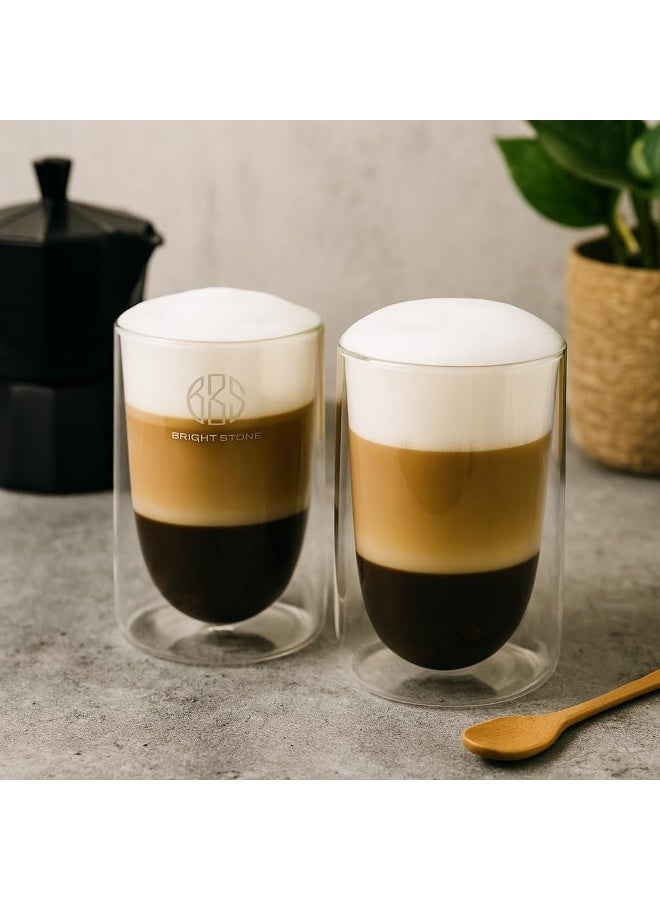 BS B&S Double Wall Glass Set of 2 – 350ml Insulated Borosilicate Cups for Coffee, Tea & Juices - Image 3