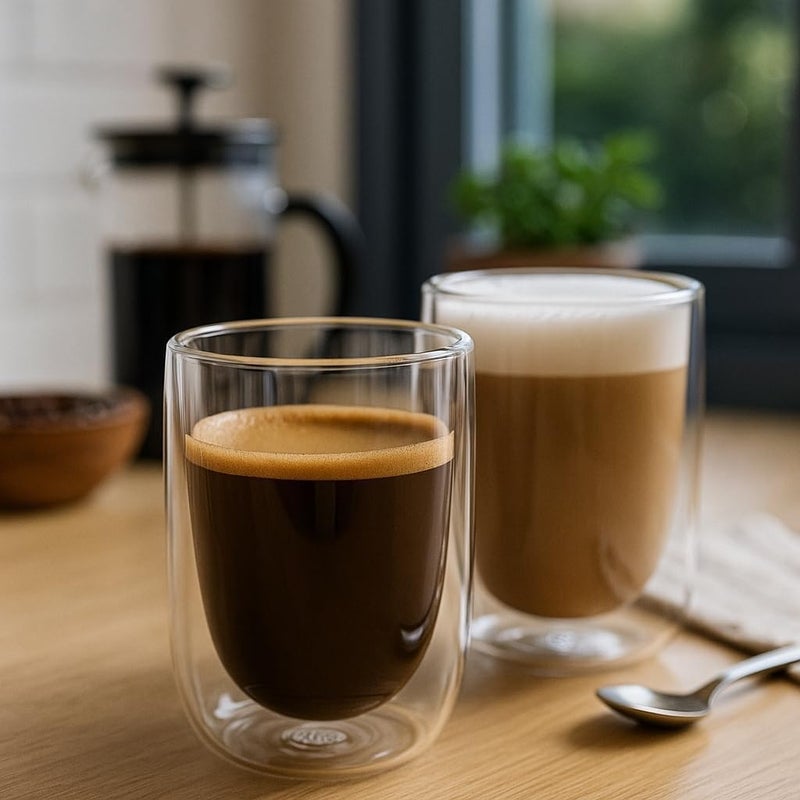 BS B&S Double Wall Glass Set of 2 – 350ml Insulated Borosilicate Cups for Coffee, Tea & Juices - Image 5