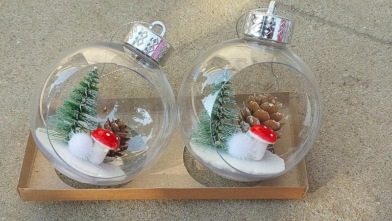 Partunay Set of 2 Pcs Big Size Clear Glass Balls Christmas Xmas Tree Hanging Ornaments Xmas Christmas Decoration Item Christmas Ornaments - Image 2
