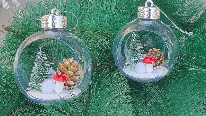 Partunay Set of 2 Pcs Big Size Clear Glass Balls Christmas Xmas Tree Hanging Ornaments Xmas Christmas Decoration Item Christmas Ornaments - Image 1