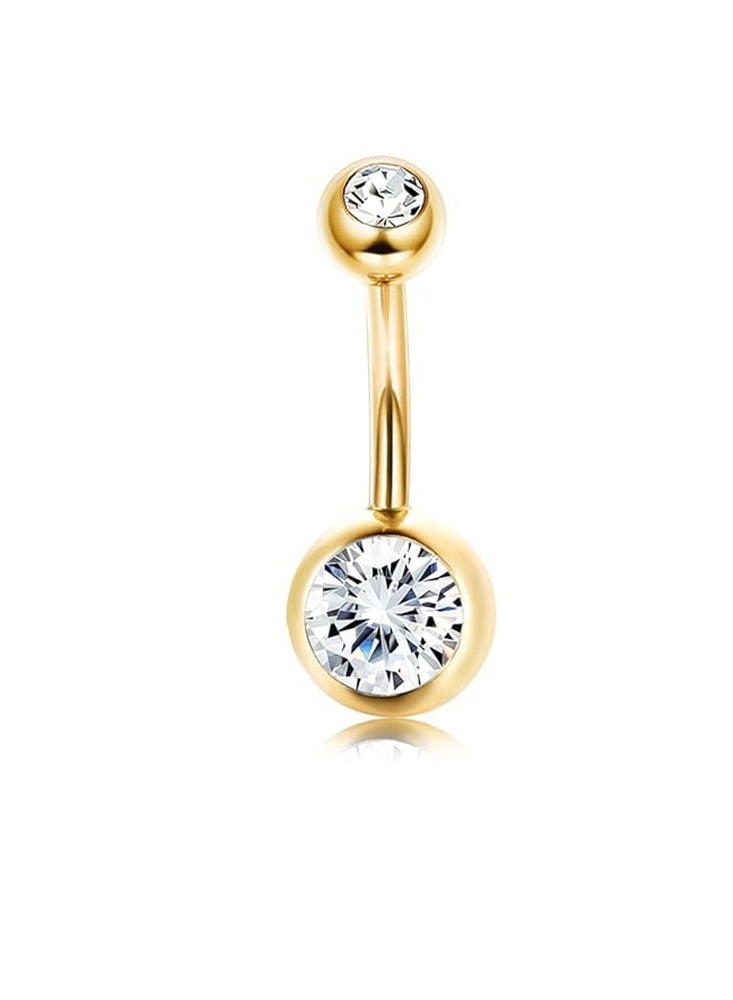 Innoshine 9 PCS golden Stainless Steel Belly Piercing Rings Set ,  women Navel Rings, fashion Rhinestone studded fashiony body piercing jewelry set,  belly Piercing Jewelry for Women and Girls ideal jewelry gifts  - Image 2