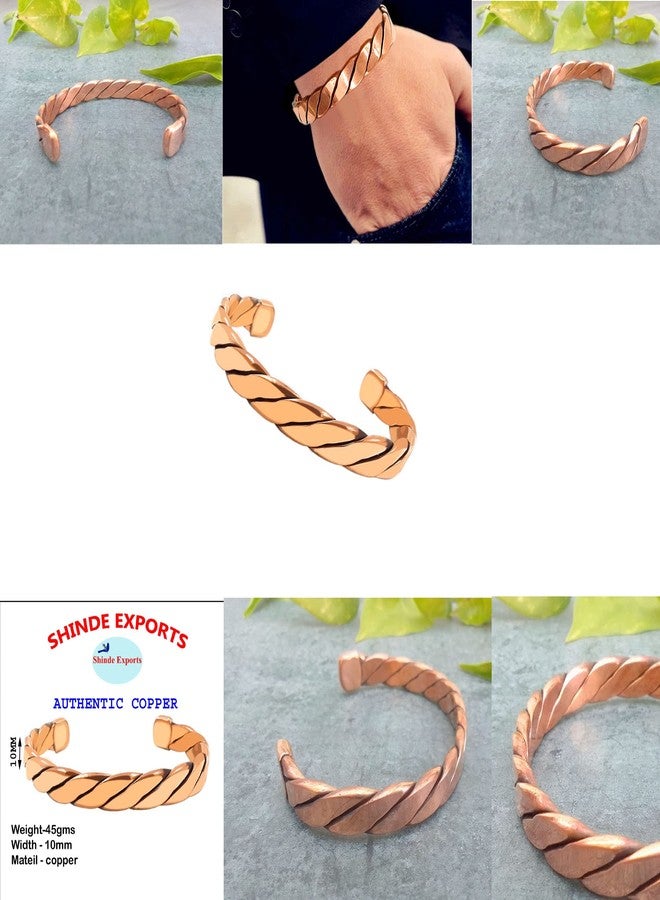 SHINDE EXPORTS pure copper kada for men/copper kada/copper bracelet for men pure (heavy twisted flat copper kada) - Image 2