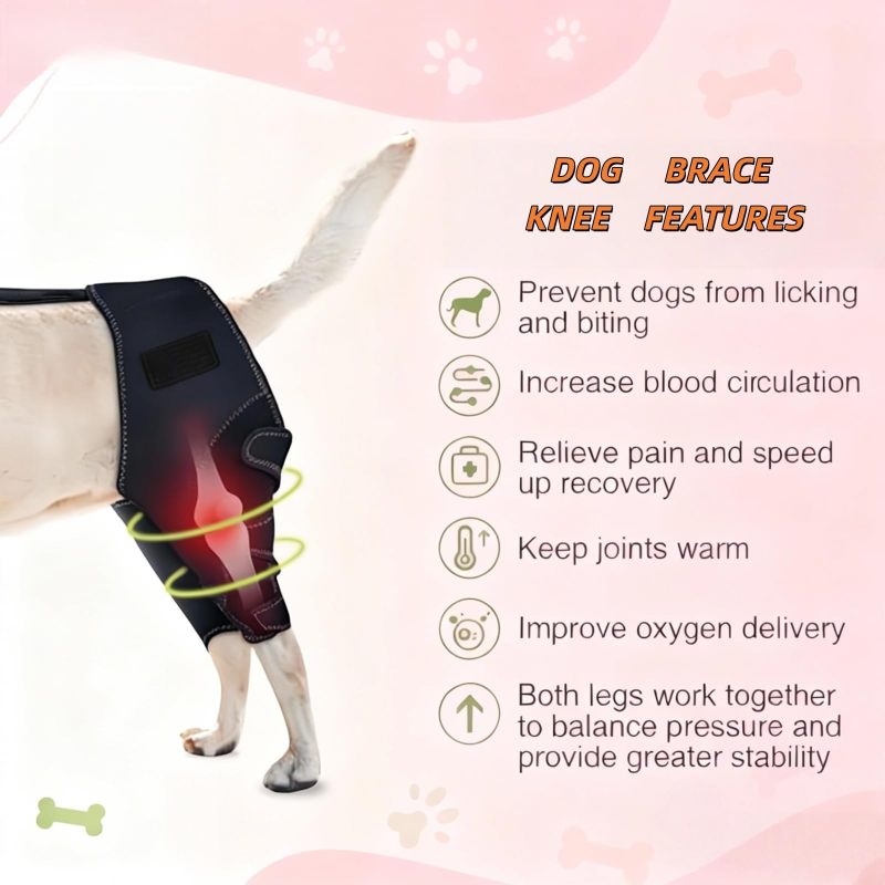 Dog Knee Brace: Black Dual-Leg Stabilization, 60-Second Wrap Fit, Compression Fabric - Breathable Water-Resistant Dog Leg Brace for ACL Arthritis Relief Post-Surgery Recovery Active Medium to Extra-La - Image 5