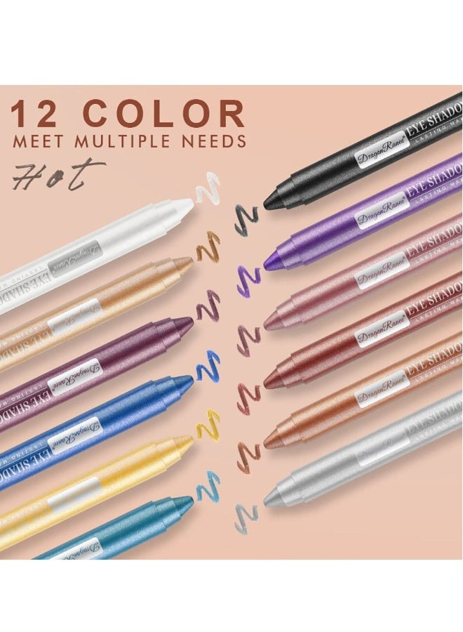 Generic Eyeshadow Stick Set, 12 Pcs Matte Eyeshadow Stick Set with Sharpener Cap, Long Lasting Pearly Sparkle Glitter Eyeshadow Pencil for Women, Girl, Show Makeup - Image 3