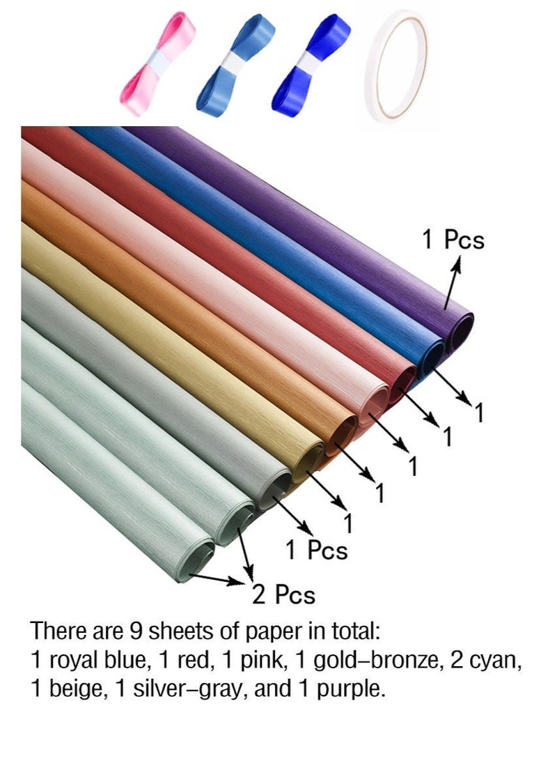 NIIMBOT 13 Pack Gift Wrapping Paper Set with Accessories, Premium Quality Decorative Wrapping Paper with Patterns, DIY Gift Wrapping Kit for Birthday Parties, Holiday Gifts, Weddings and Kids Presents, Assorted Vibrant Colors, 9 Wrapping Papers 70*50cm - Image 2