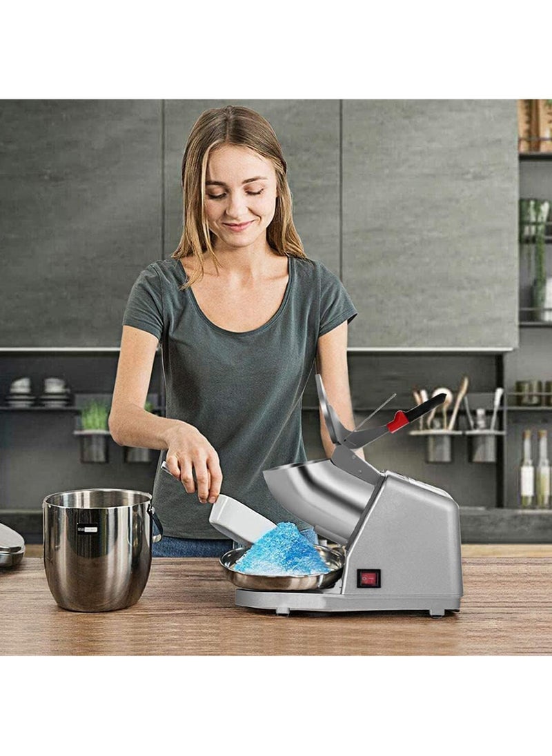 Rock Pow Electric Dual Blades Ice Crusher Shaver Snow Cone Maker Machine Silver 64kg/hr for Home and Commerical Use  - Image 2
