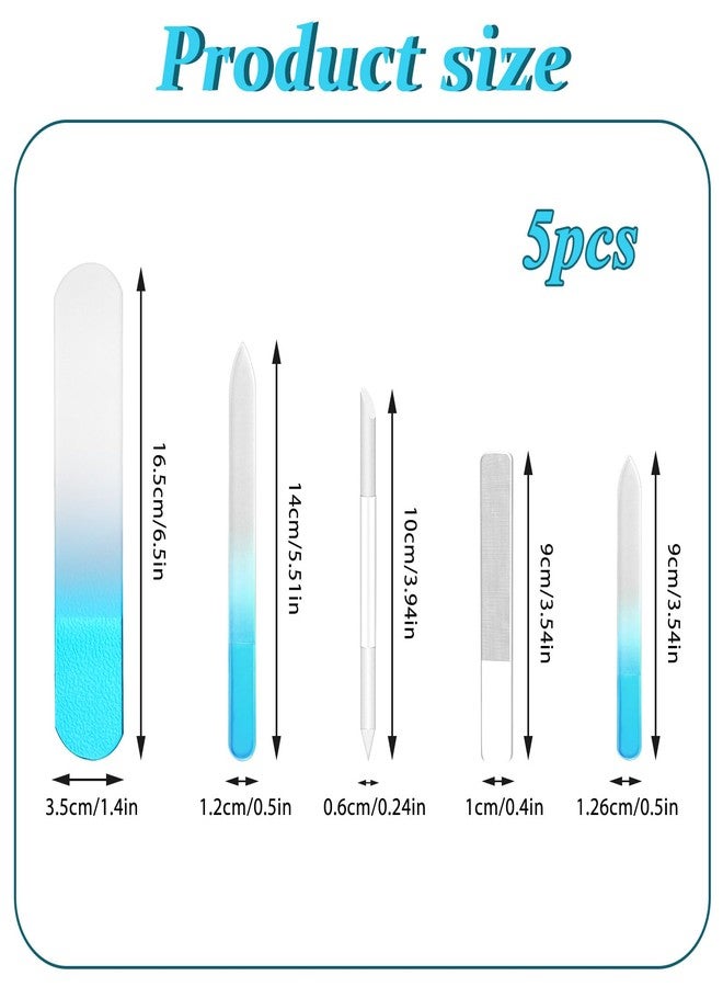 Styquenzer Crystal Nail File Set - 5 Pcs Nano Shiner Files, Glass Nail File, Cuticle Pusher, Buffer and Foot File - Image 2