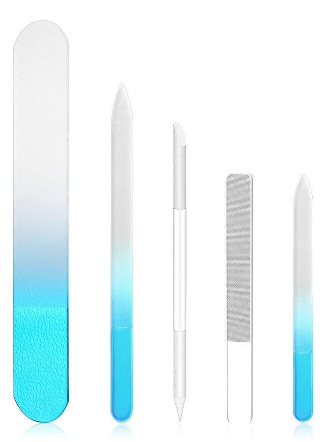 Styquenzer Crystal Nail File Set - 5 Pcs Nano Shiner Files, Glass Nail File, Cuticle Pusher, Buffer and Foot File - Image 1