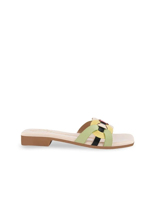 شوتوبيا Shoetopia Women’s  Flat Sandals – ful Braided Strap, Square Toe Slip-On Casual comfortable Summer Flats