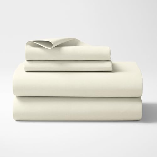 Haus & Kinder King Size bedsheets for Flat Bed, 300 TC, 100% Cotton, 108 * 108 inches, 2 Pillow Covers, Plan Bedsheets, Ivory. Fits Your Floral Home décor Needs, for Everyday use. - Image 2