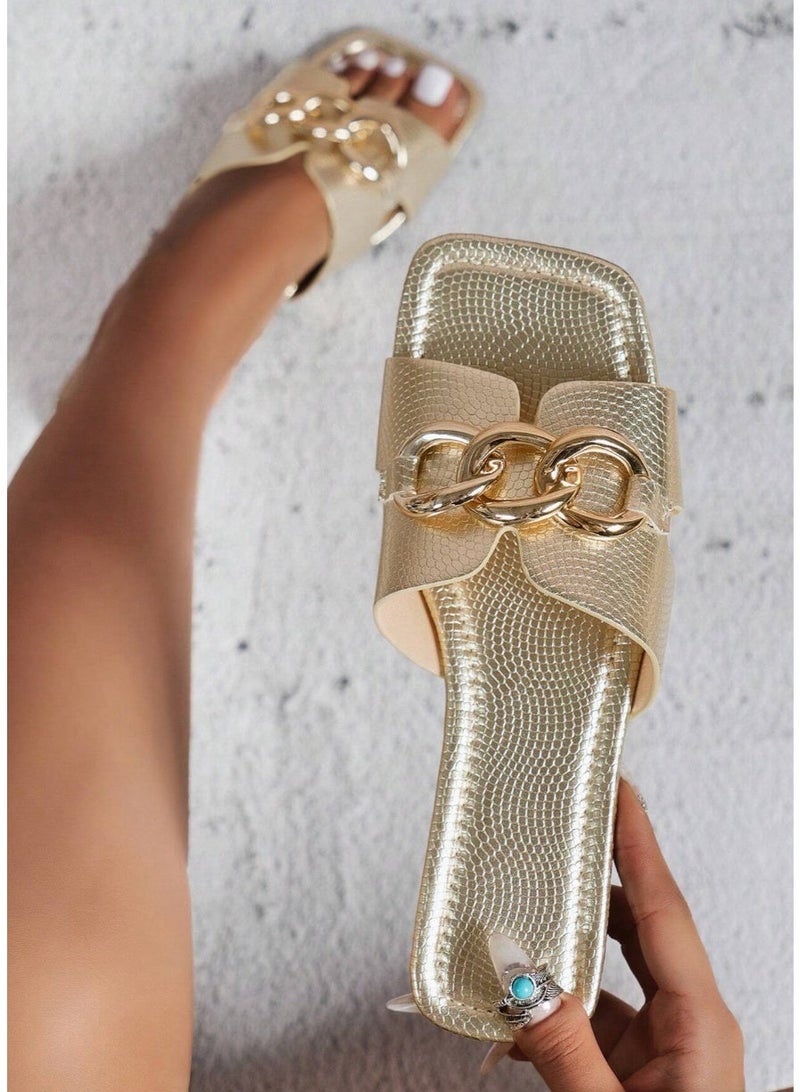 شي إن شباشب نسائية بحرف H، أنيقة وعصرية، بتصميم روماني، شباشب سهلة الارتداء، ألوان أسود/بني حليبي/بيج، مسطحة بزخارف بارزة، مريحة، يوصي بها مدونو الموضة، أحذية ديزرت كي الفرنسية بكعب عالٍ ونعل سميك، صنادل، أحذية شاطئ، شباشب سهلة الارتداء بتصميم جنيات، شباشب سهلة الارتداء بتصميم فرنسي من Love Support، كعب منخفض، مقدمة مدورة، تصميم Ins، مقاومة للتآكل ومضادة للانزلاق، تصميم بسيط، نعال بنقشة جلد التمساح مع إكسسوارات معدنية مزخرفة، شباشب مسطحة سهلة الارتداء متعددة الاستخدامات وعصرية لفصل الصيف. - Image 5