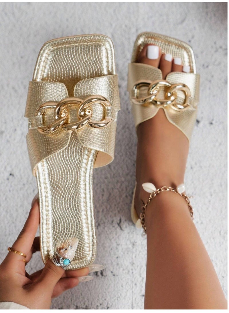 شي إن شباشب نسائية بحرف H، أنيقة وعصرية، بتصميم روماني، شباشب سهلة الارتداء، ألوان أسود/بني حليبي/بيج، مسطحة بزخارف بارزة، مريحة، يوصي بها مدونو الموضة، أحذية ديزرت كي الفرنسية بكعب عالٍ ونعل سميك، صنادل، أحذية شاطئ، شباشب سهلة الارتداء بتصميم جنيات، شباشب سهلة الارتداء بتصميم فرنسي من Love Support، كعب منخفض، مقدمة مدورة، تصميم Ins، مقاومة للتآكل ومضادة للانزلاق، تصميم بسيط، نعال بنقشة جلد التمساح مع إكسسوارات معدنية مزخرفة، شباشب مسطحة سهلة الارتداء متعددة الاستخدامات وعصرية لفصل الصيف. - Image 1