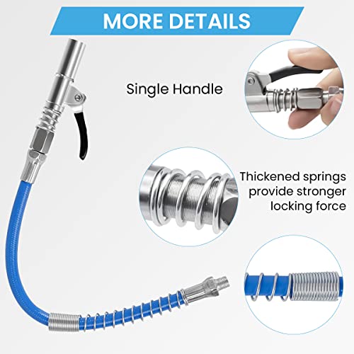 STHIRA® Grease Gun Coupler, Strong Lock Release Grease Coupler with 12" Spring Flex Hose, 12000 PSI Quick Release Metal Grease Gun Couplers Compatible with All Grease Guns 1/8" NPT Grease Gun Fitting - Image 3