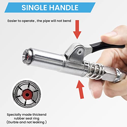 STHIRA® Grease Gun Coupler, Strong Lock Release Grease Coupler with 12" Spring Flex Hose, 12000 PSI Quick Release Metal Grease Gun Couplers Compatible with All Grease Guns 1/8" NPT Grease Gun Fitting - Image 4