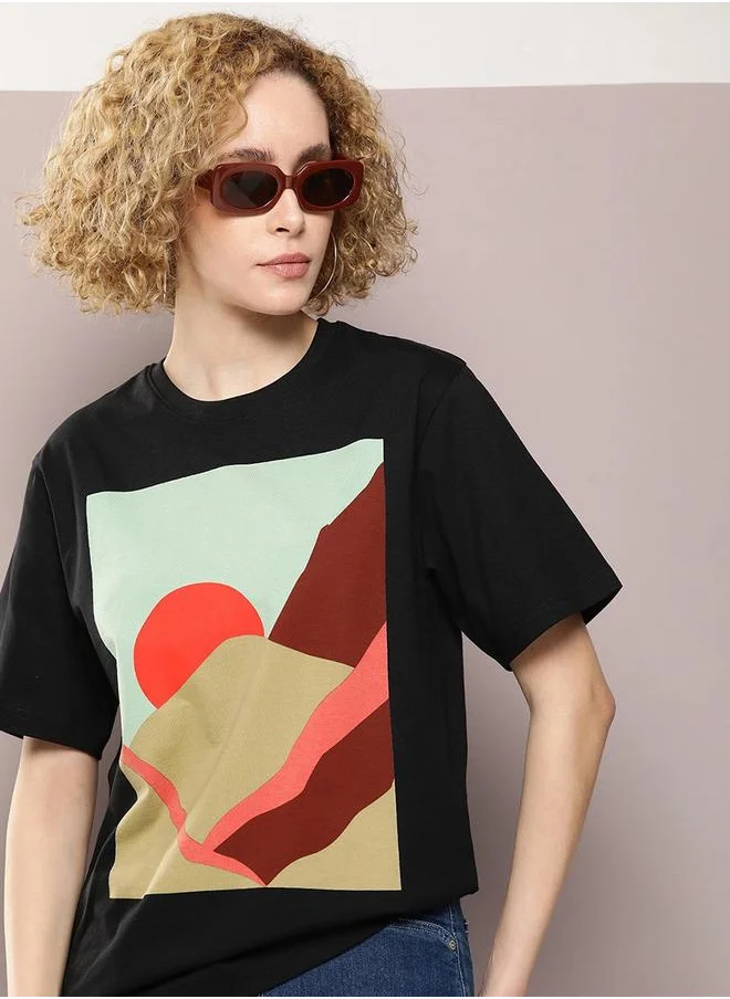 Dillinger Oversized Graphic Print Combed Cotton T-Shirt by Styli