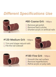 Subay Nail Drill Bits Set 6Pcs Colored 332 Nail Bits For Efile Nail Drill 300Pcs Sanding Bands 80120180 Grit For Acrylic Gel Dip Powder Nails And Manicure Pedicure  - Image 2