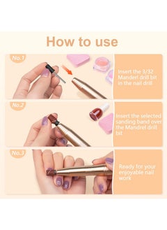 Subay Nail Drill Bits Set 6Pcs Colored 332 Nail Bits For Efile Nail Drill 300Pcs Sanding Bands 80120180 Grit For Acrylic Gel Dip Powder Nails And Manicure Pedicure  - Image 4