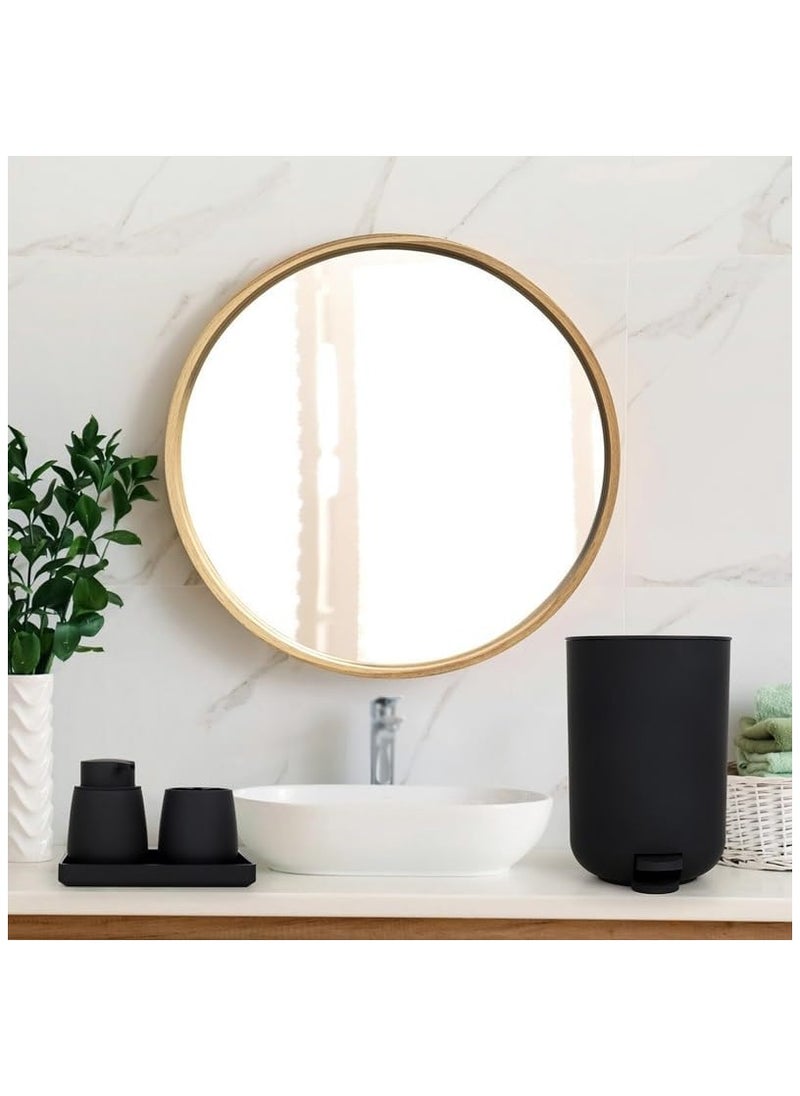 Hihonor - Bathroom Accessory Set,3 Liter Mini Wastebasket/Toothbrush Holder/Tray/Toilet Brush/Dispenser Bottle(Black 5-Piece Set) - Image 1