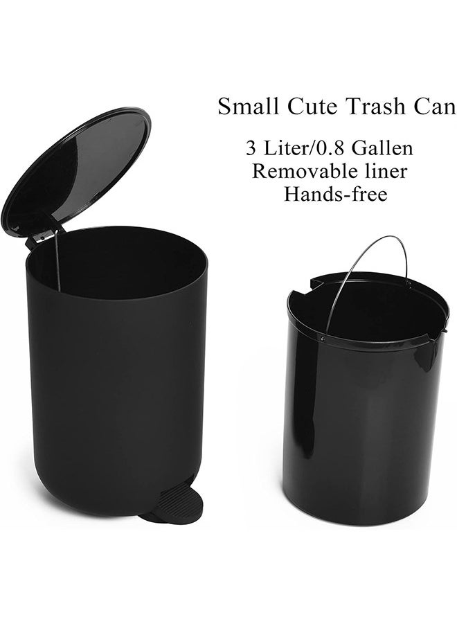 Hihonor - Bathroom Accessory Set,3 Liter Mini Wastebasket/Toothbrush Holder/Tray/Toilet Brush/Dispenser Bottle(Black 5-Piece Set) - Image 1