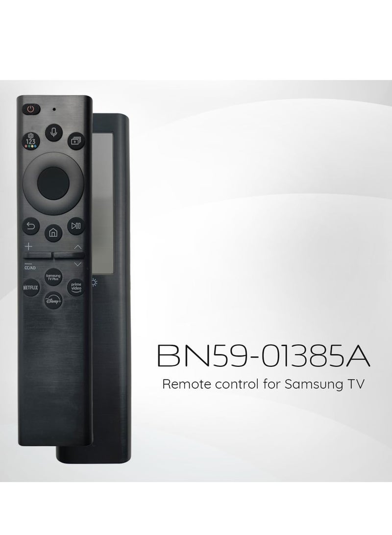 Original Solar Powered Voice Remote Control BN59-01385A (2021) for Samsung Smart TVs, Compatible with Neo QLED, The Frame, and Crystal UHD Series, Eco-Friendly & Voice Control