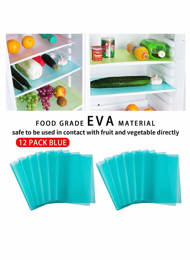 KASTWAVE Refrigerator Mats,  12Pcs Refrigerator Mats, Waterproof Non-Slip EVA Refrigerator Liner Pads, Drawers Shelves Cabinets Storage Kitchen and Placemats(12 Blue)  - Image 5