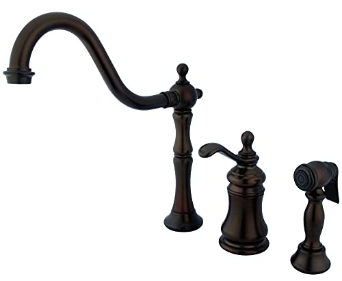 Kingston Brass KS7805TPLBS Templeton Widespread Kitchen Faucet with Brass Sprayer, Oil Rubbed Bronze, 8-Inch Center , Oil-Rubbed Bronze - Image 1