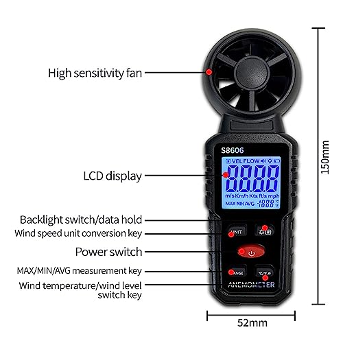 Soonkoda 3 in 1 Handheld Anemometer Wind Speed Meter Gauge Speedometer Wind Level Tester Air Flow Meter Temperature Measuring Device Outdoor for Sailing Surfing Flying Shooting - Image 3