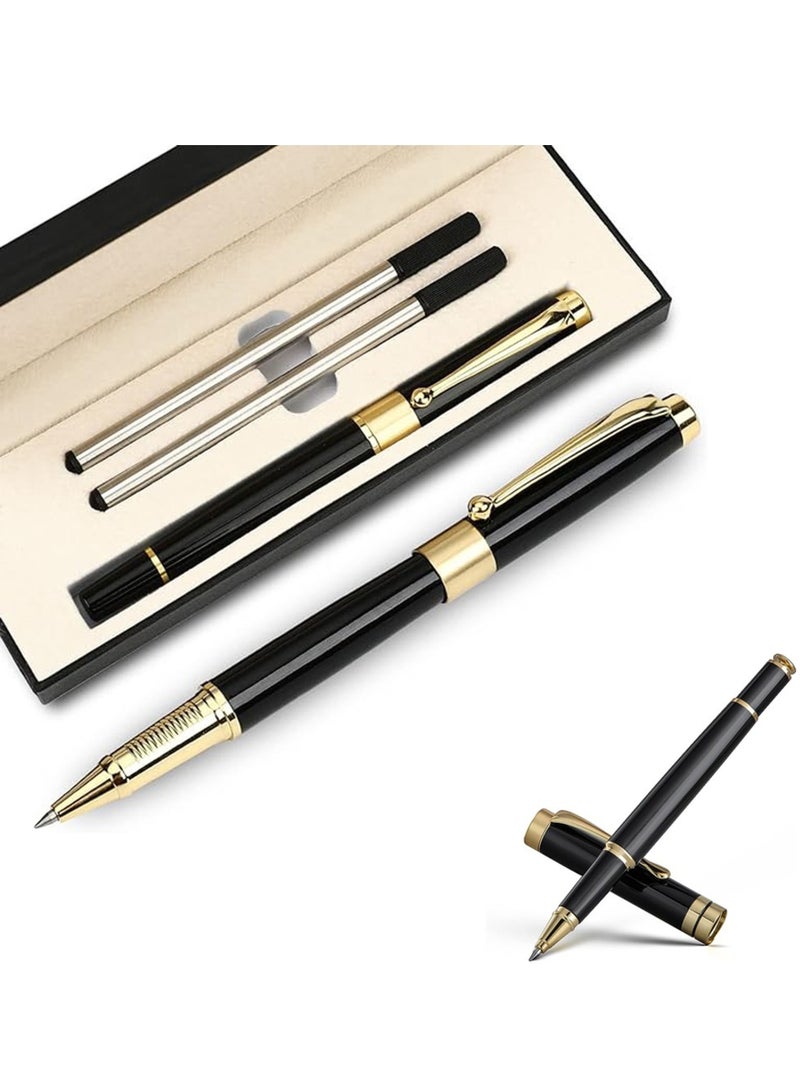 LYNLYN Ballpoint Pen Black Refill,Luxury Metal Ball Point Pen with 2 Refills Black Ink Pen Smooth Writing Rollerball Pen Gift for Professional Executive,Office,Nice BallPens Classy Gift Box  - Image 1