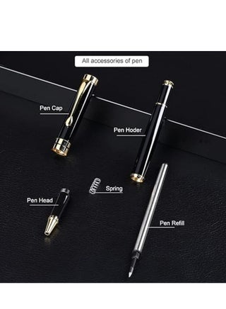 Ballpoint Pen Black Refill,Luxury Metal Ball Point Pen with 2 Refills Black Ink Pen Smooth Writing Rollerball Pen Gift for Professional Executive,Office,Nice BallPens Classy Gift Box - view 3