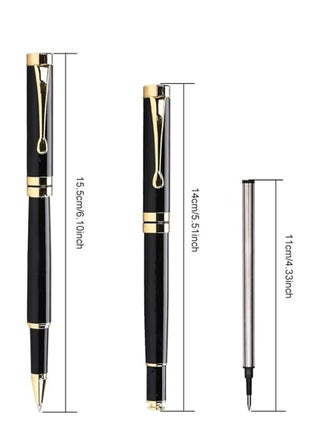 Ballpoint Pen Black Refill,Luxury Metal Ball Point Pen with 2 Refills Black Ink Pen Smooth Writing Rollerball Pen Gift for Professional Executive,Office,Nice BallPens Classy Gift Box - view 5