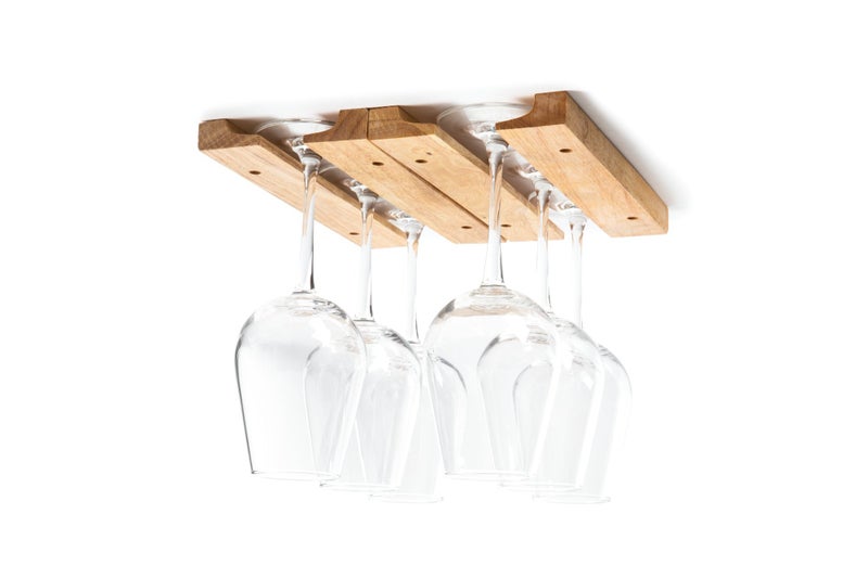 Fox Run Fox Run Mounted Under Cabinet Wooden Wine Glass Holder Rack 11 x 7 x 075 inches Brown
